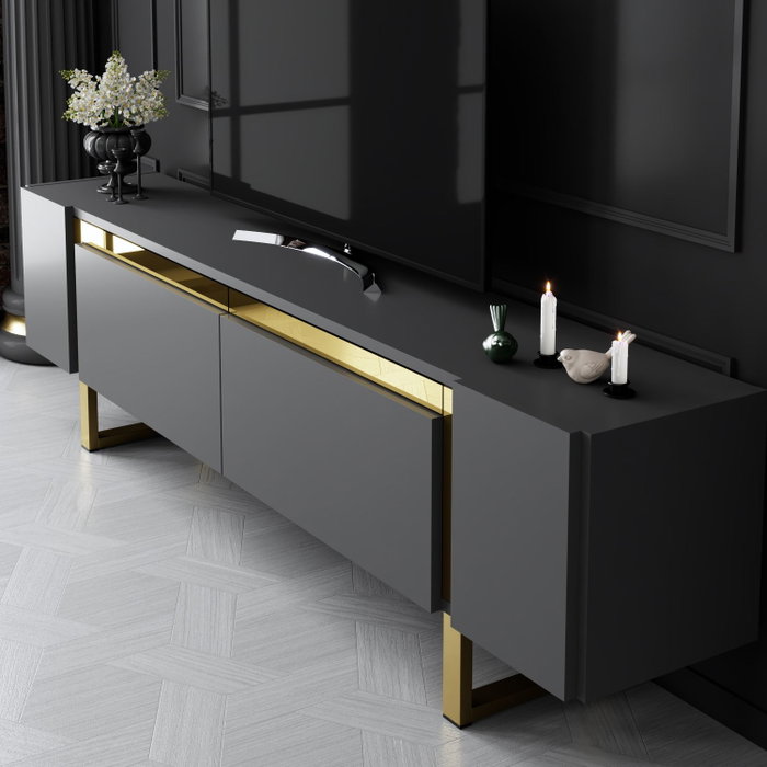 Hanah Home Mueble para TV Yildiz Antracita y Oro